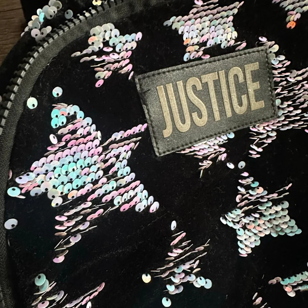 GJustice Black Iridescent Sequin Star Backpack